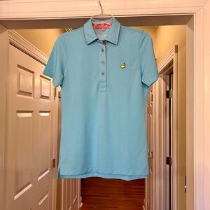 NWOT Women's Magnolia Lane Collection Master's Golf Aqua Polo Shirt Size SMALL